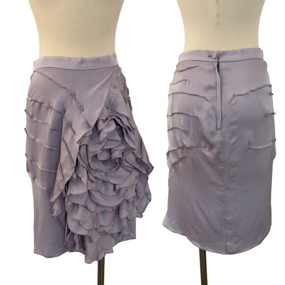 Yves Saint Laurent YSL Flower Silk Skirt Applique Lilac | Size 38 (US 6) NWT - Picture 1 of 15